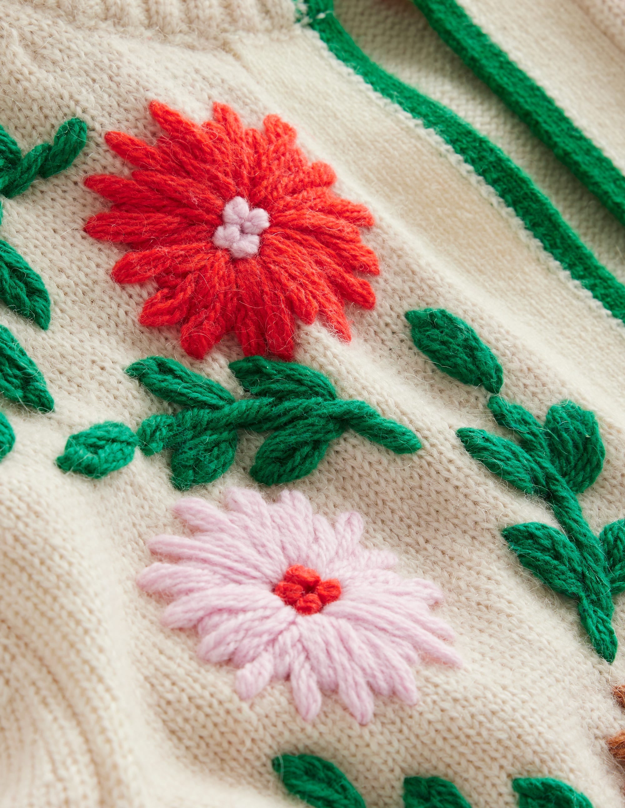 Flower Embroidered Cardigan-Warm Ivory - Image 7