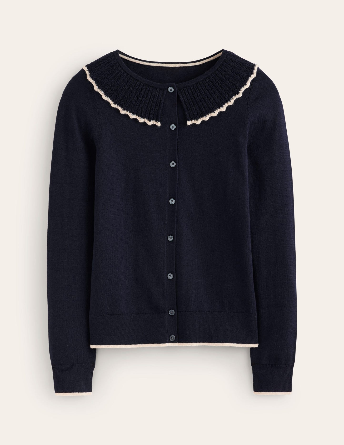 Frill Collared Cardigan-Navy