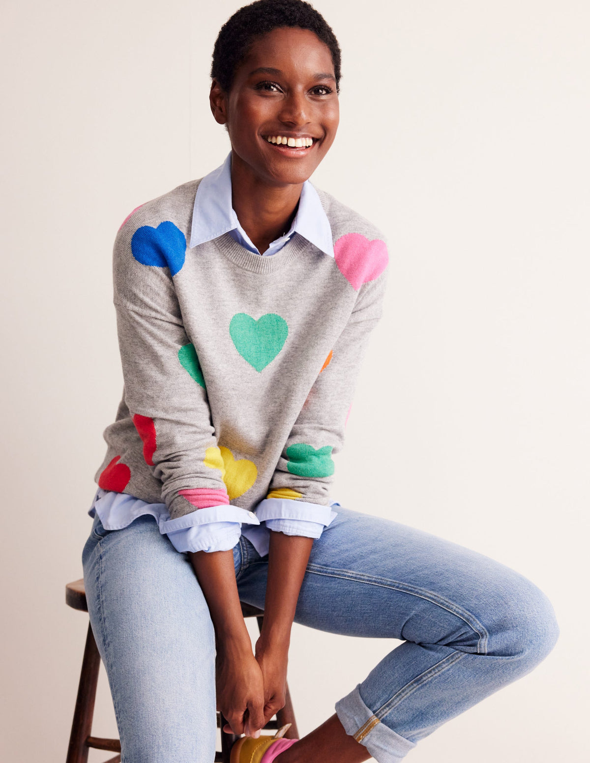 Natasha Novelty Sweater-Grey, Hearts-1