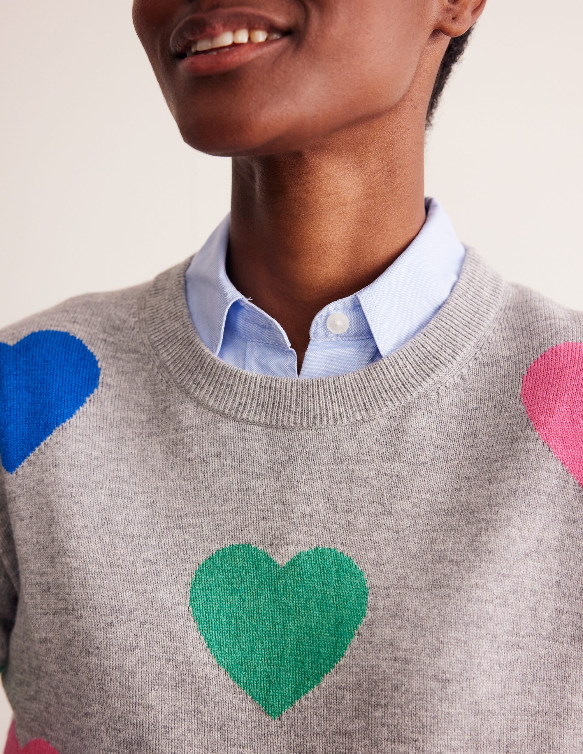 Natasha Novelty Sweater-Grey, Hearts - Image 2