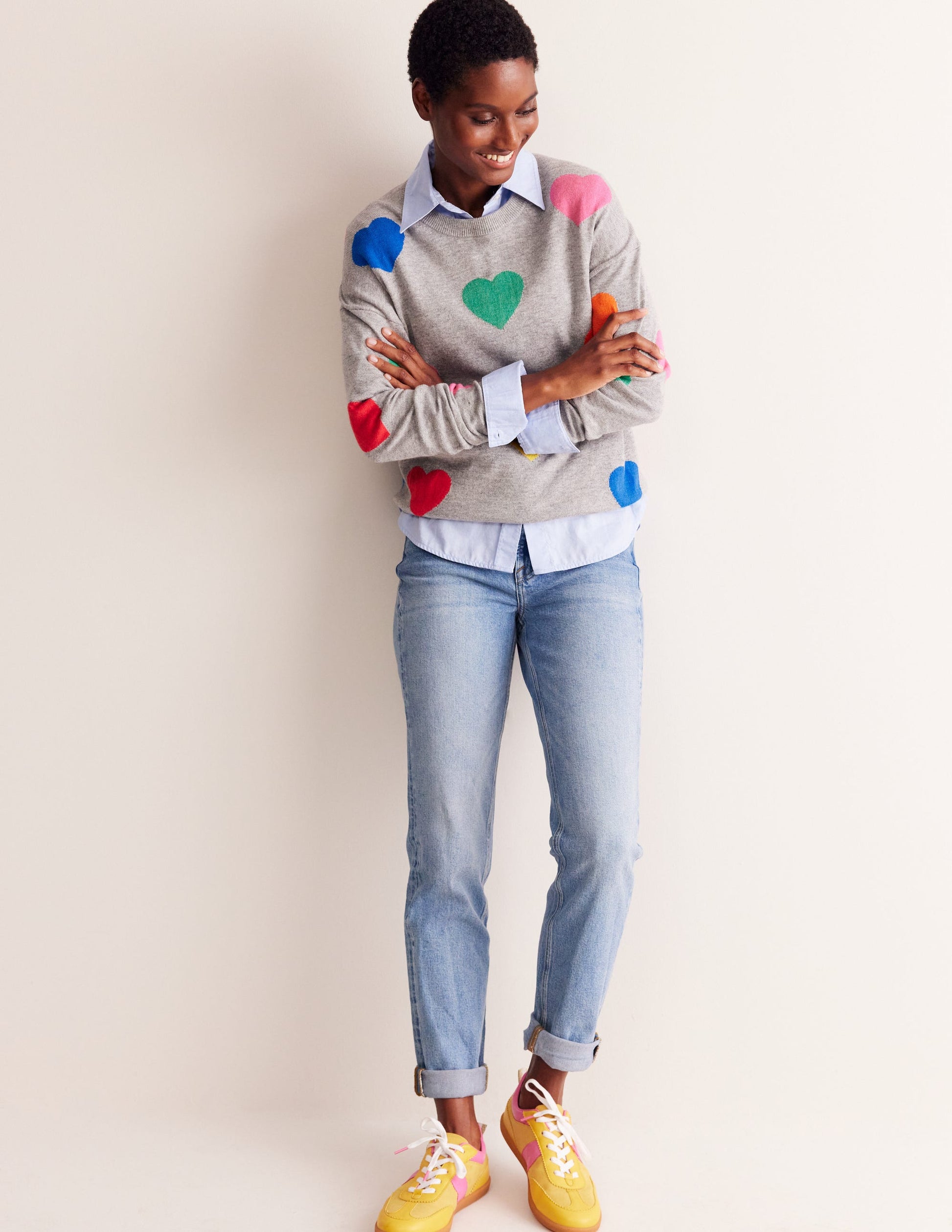 Natasha Novelty Sweater-Grey, Hearts-4