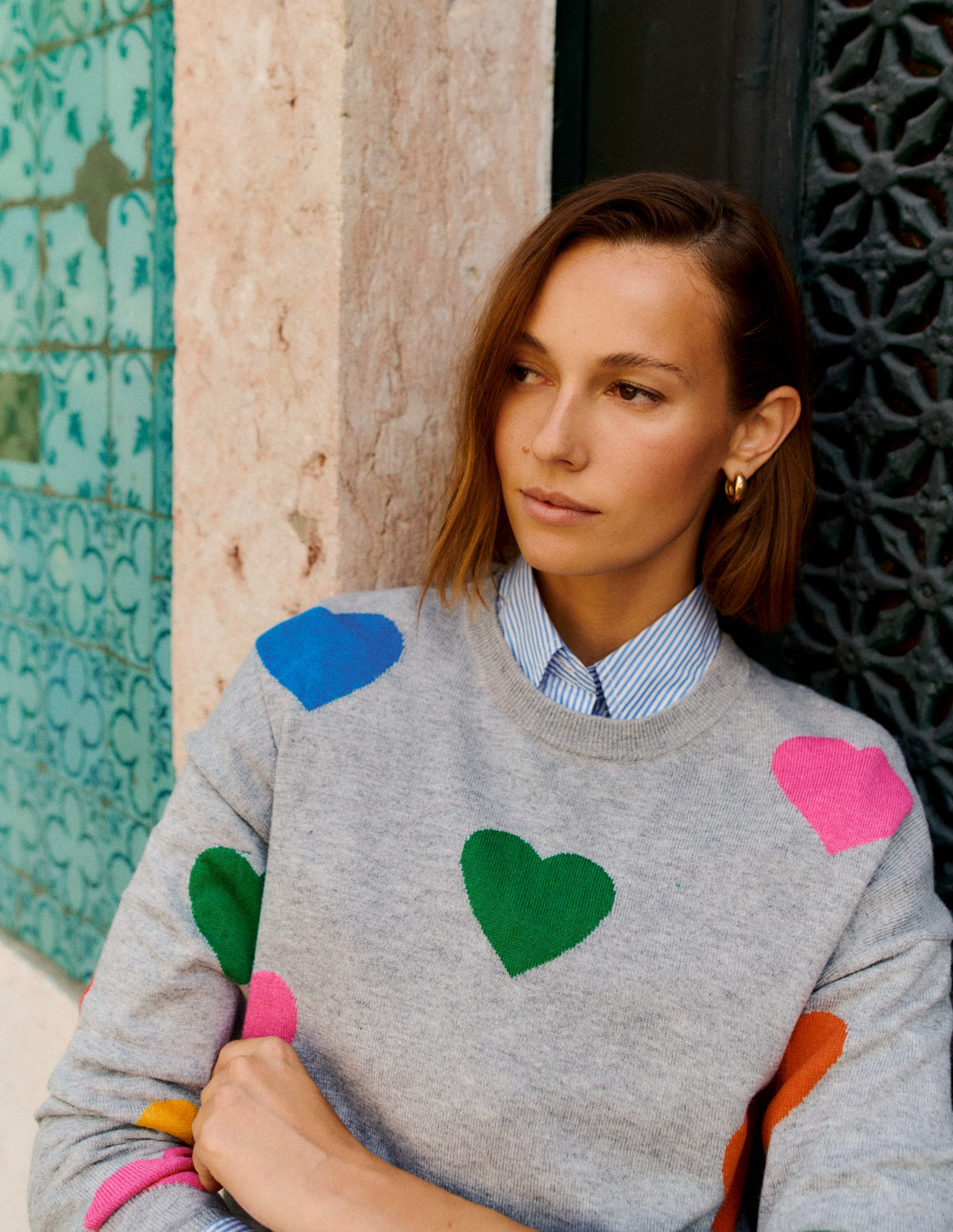 Natasha Novelty Sweater-Grey, Hearts - Image 6