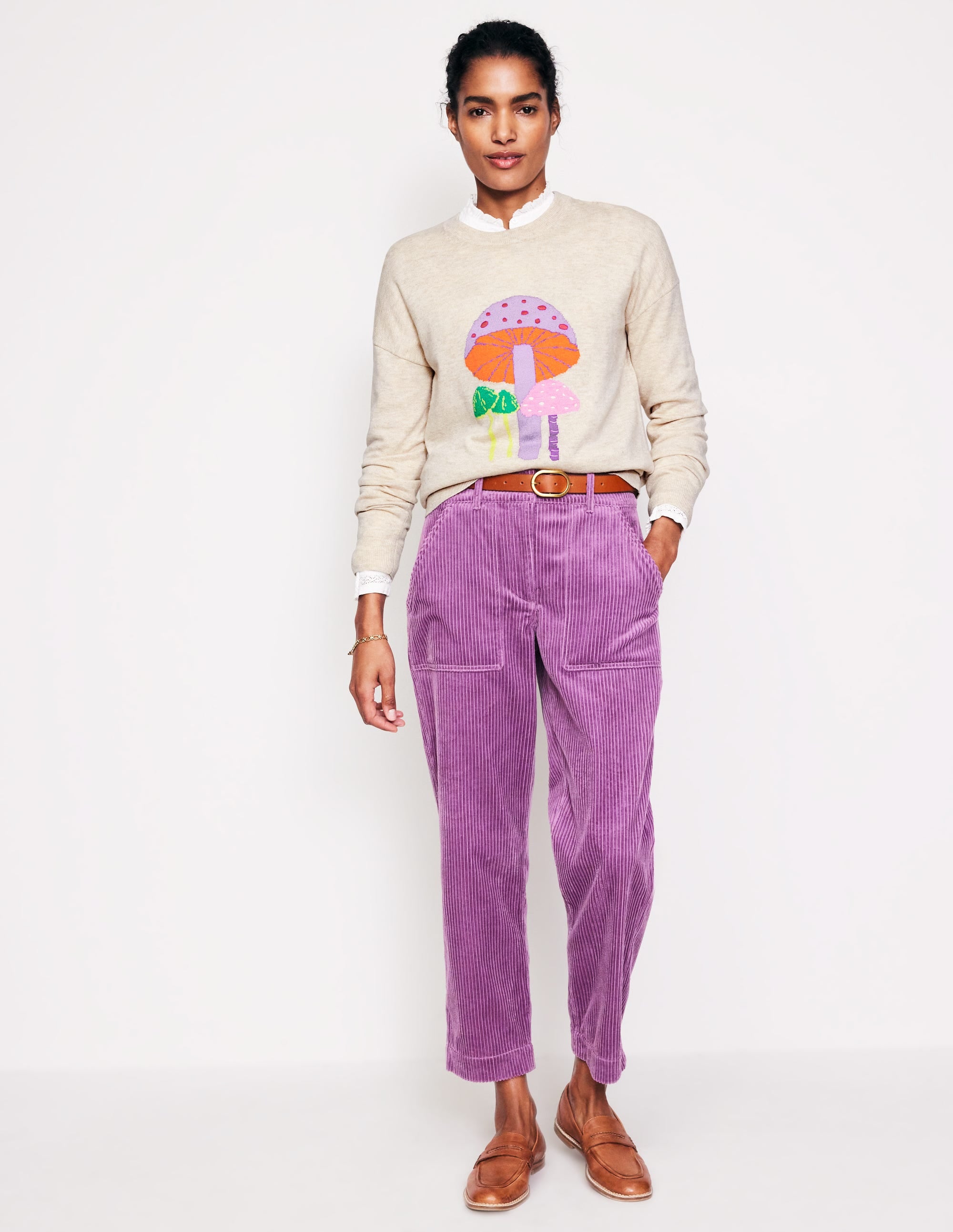 Natasha Novelty Sweater-Oatmeal, Mushrooms - Image 4