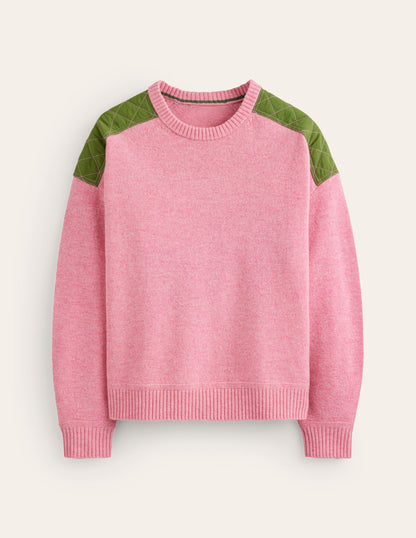 Quilted Patch Jumper-Old Rose Pink