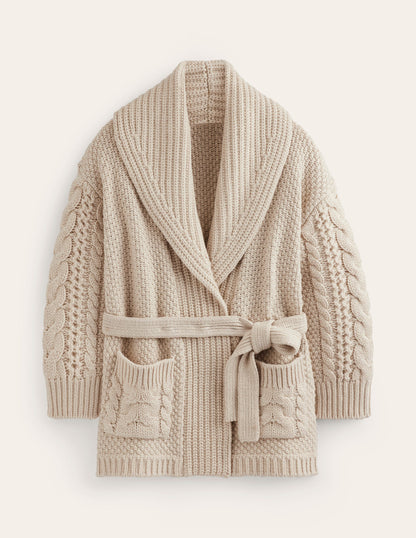 Cable Belted Cardigan-Shearling-6