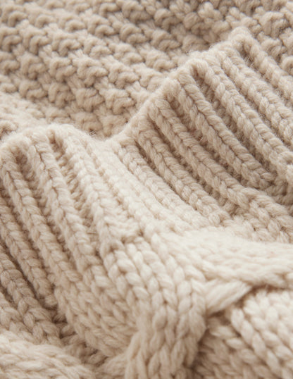 Cable Belted Cardigan-Shearling-7