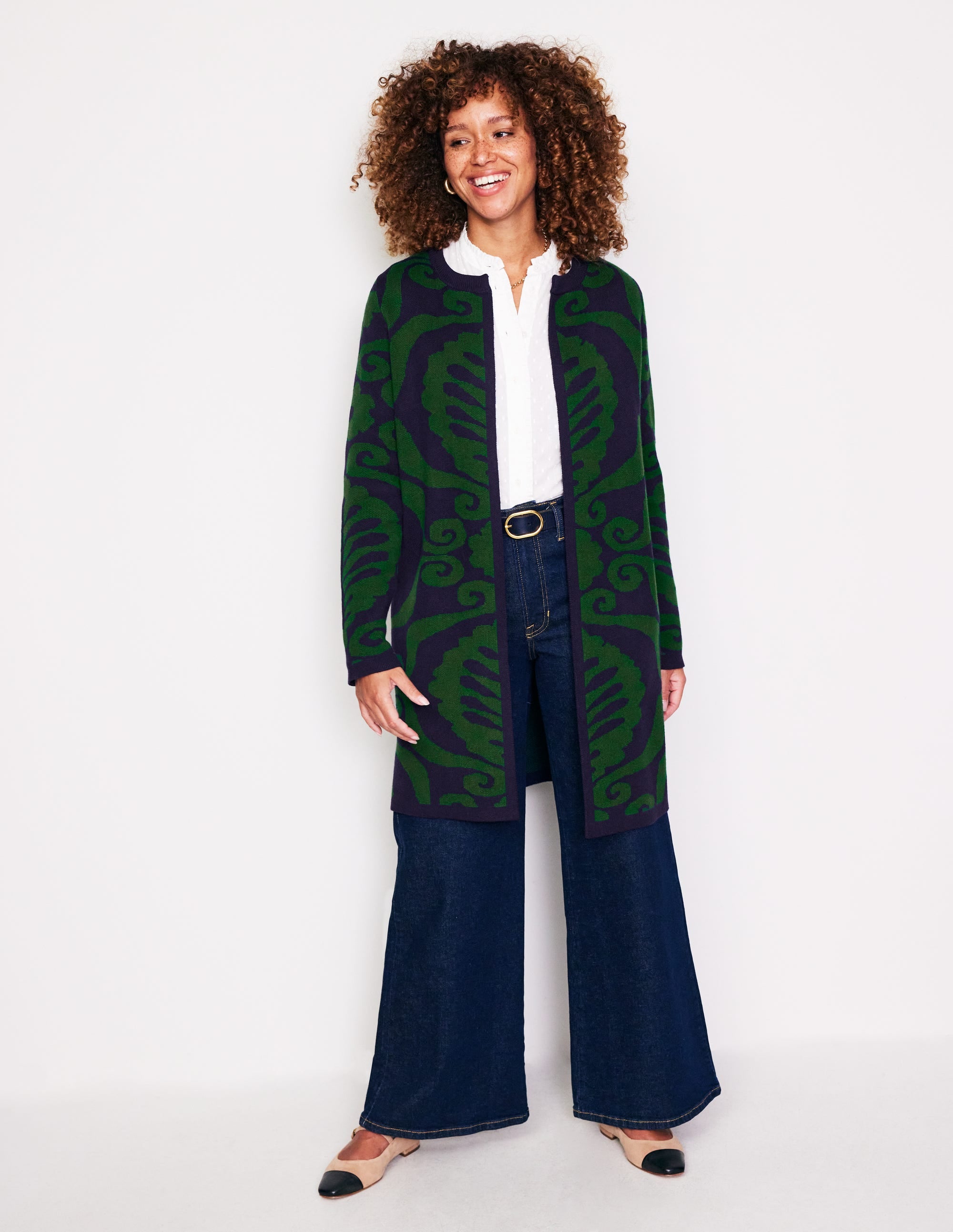Edge to Edge Coatigan-Pine, Floral Birdseye Jacquard - Image 4