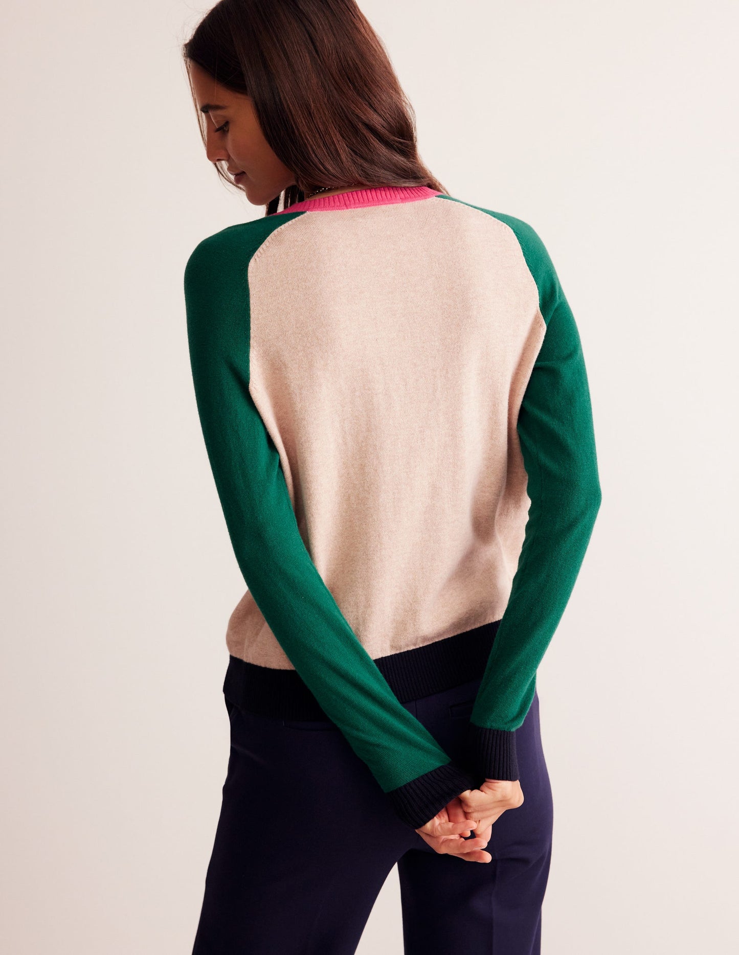 Meg Saddle Sleeve Cardigan-Chinchilla, Colourblock