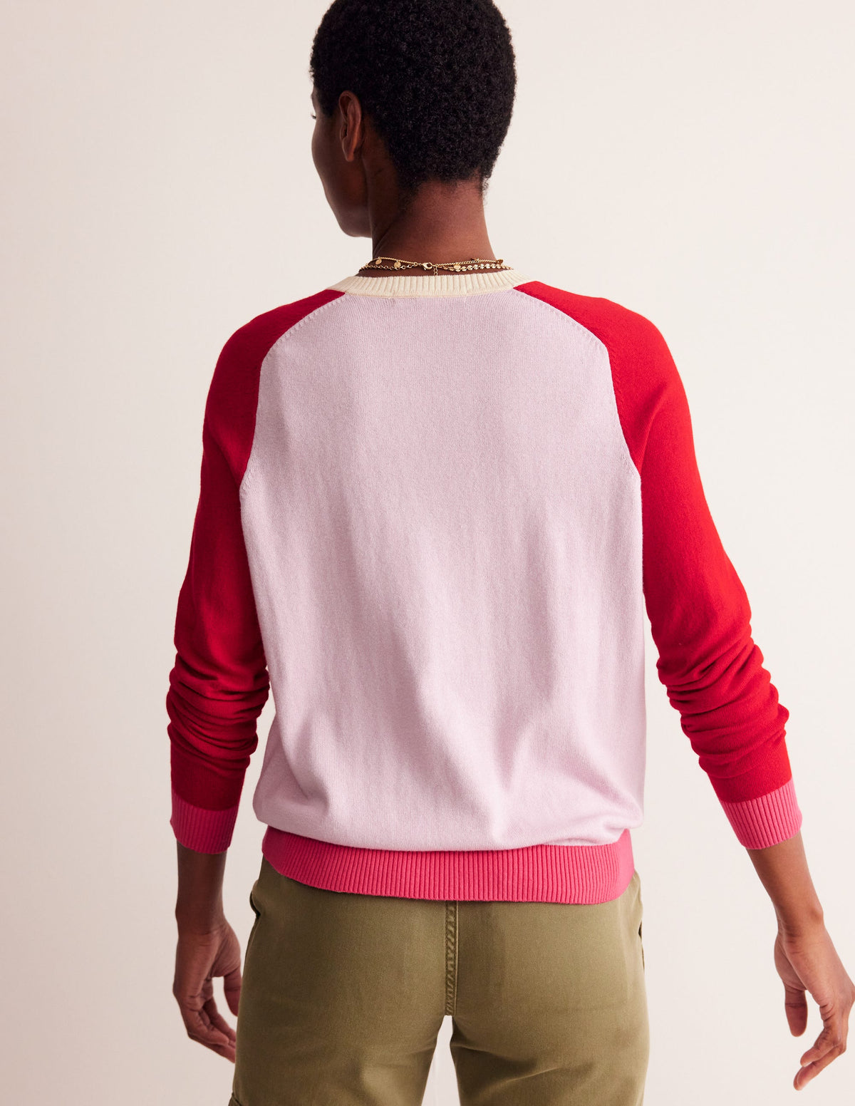 Meg Raglan Sleeve Cardigan-Soft Lavender, Colourblock - Image 3