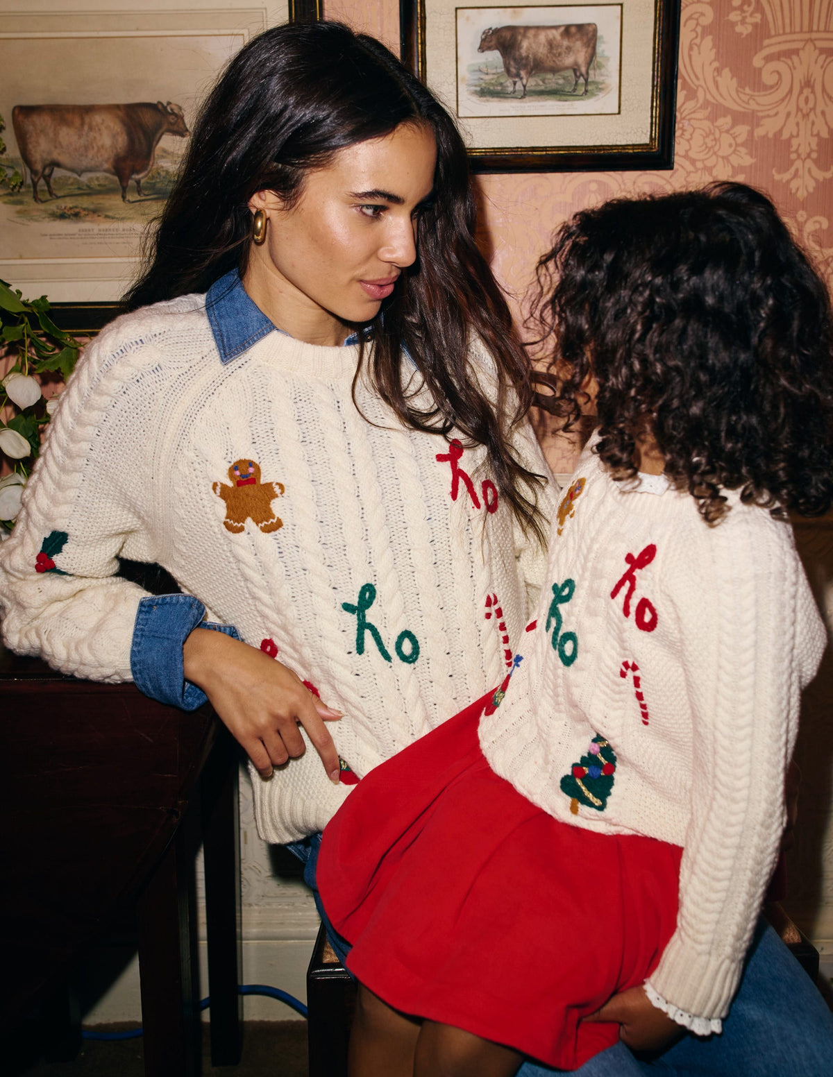 Heritage Cable Sweater-Warm Ivory, Ho Ho Ho - Image 7