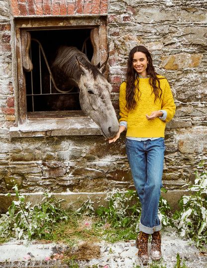 Chunky Pointelle Sweater-Pineapple Yellow