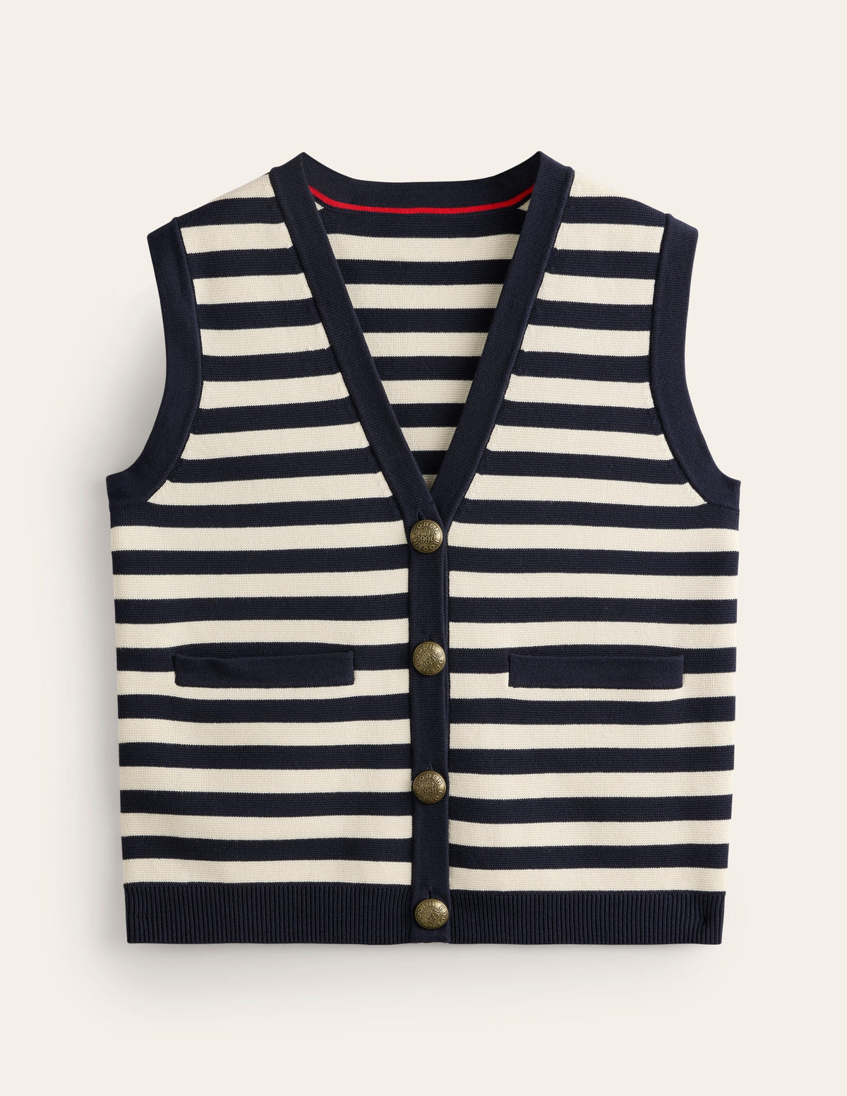 Holly Knitted Waistcoat-Navy and Ivory Stripe - Image 4