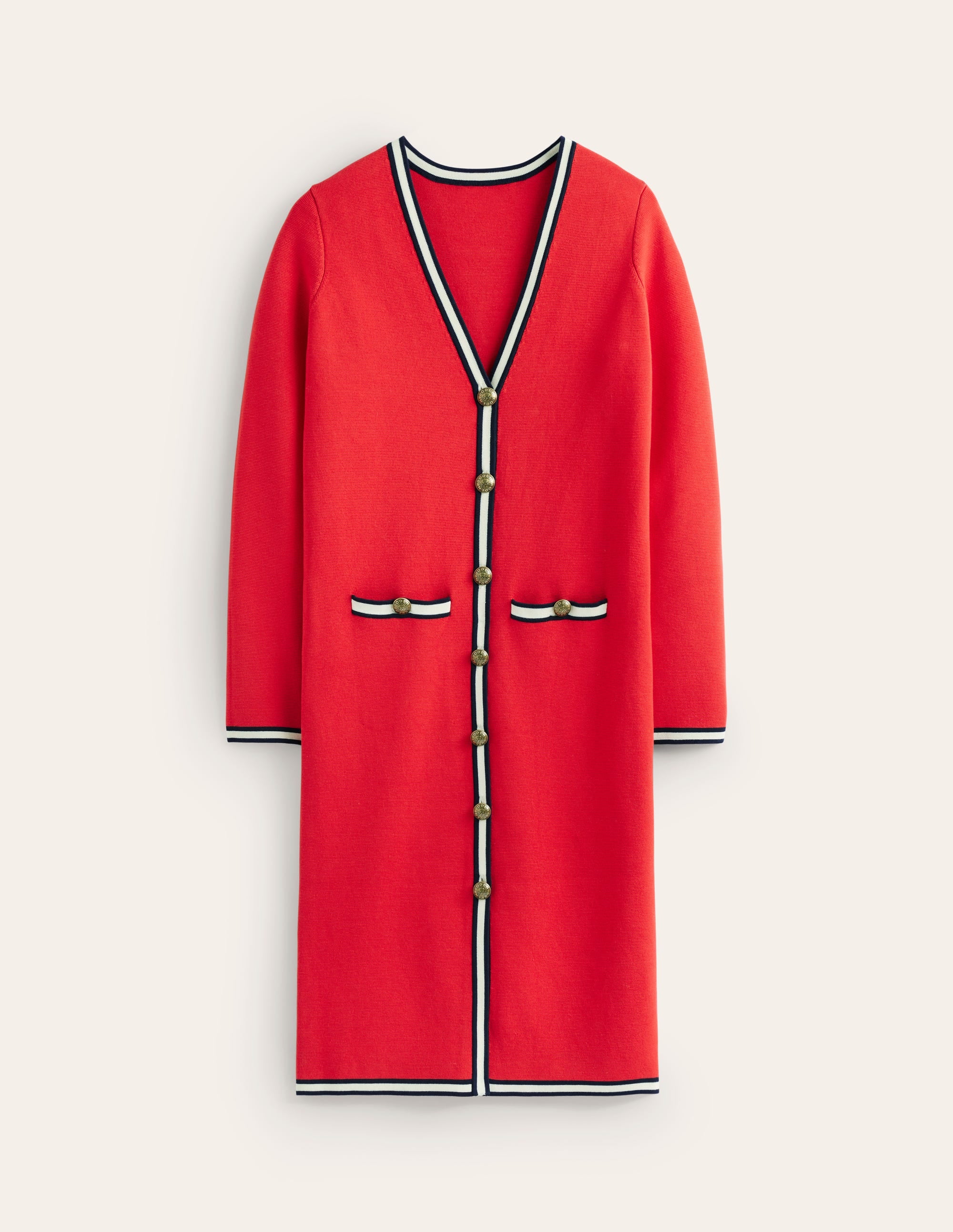 Holly Longline Knitted Jacket-Hot Pepper Red - Image 5
