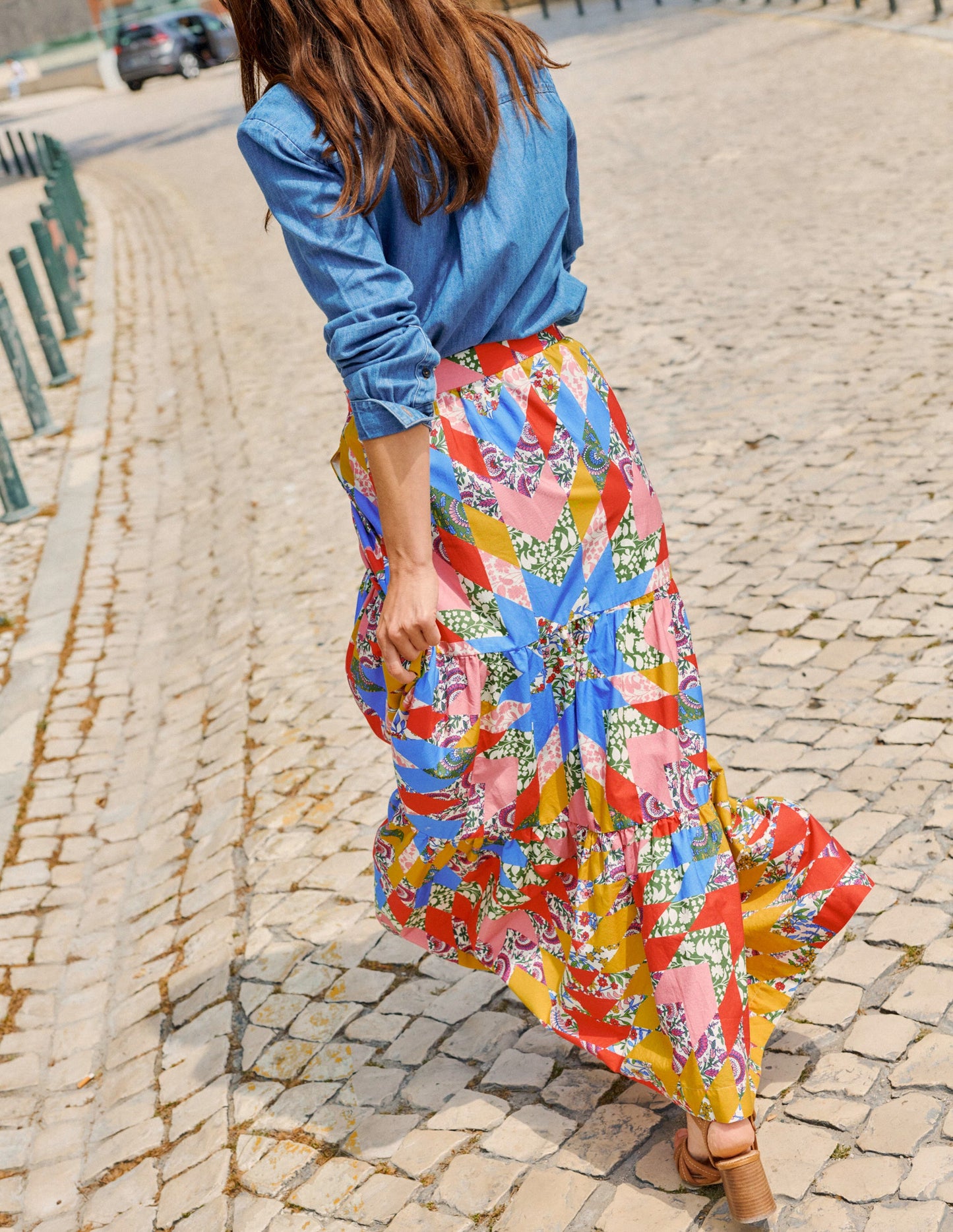 Lorna Tiered Maxi Skirt-Multi, Patchwork Floral