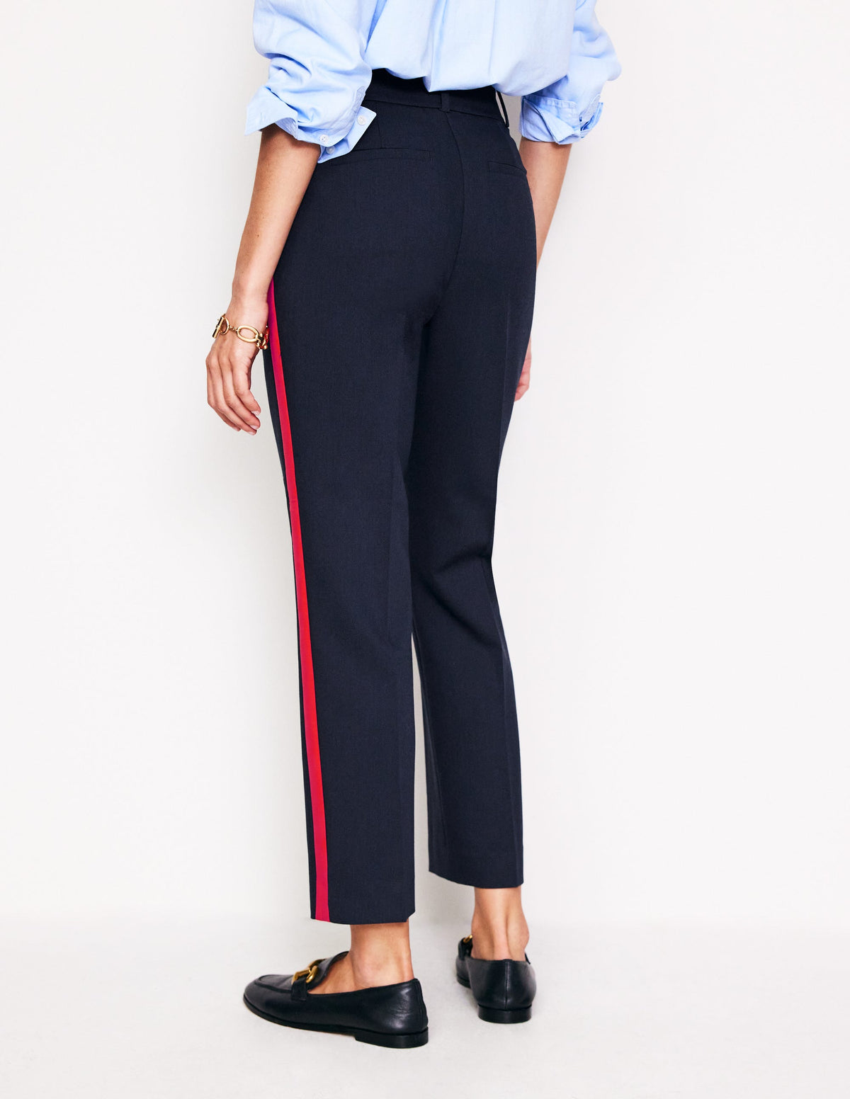 Kew Side Stripe Pants-Navy, Red Stripe - Image 3