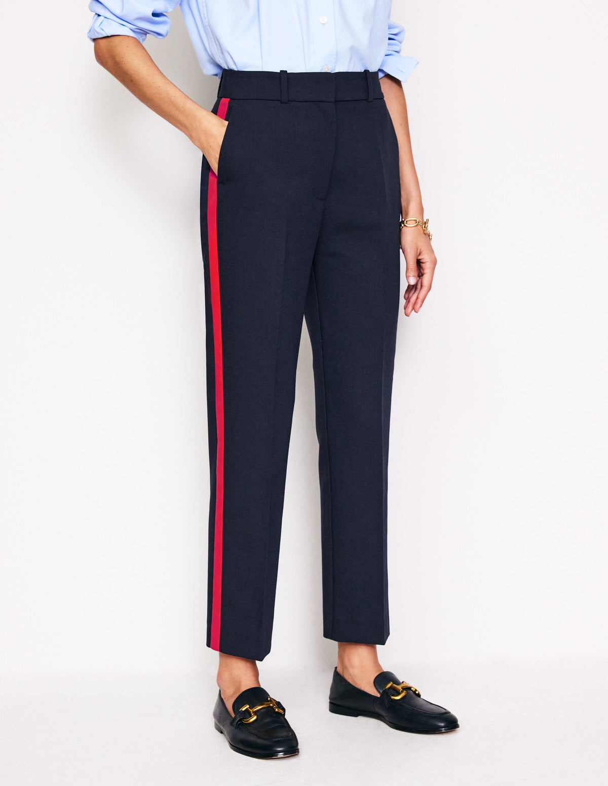 Kew Side Stripe Pants-Navy, Red Stripe - Image 4