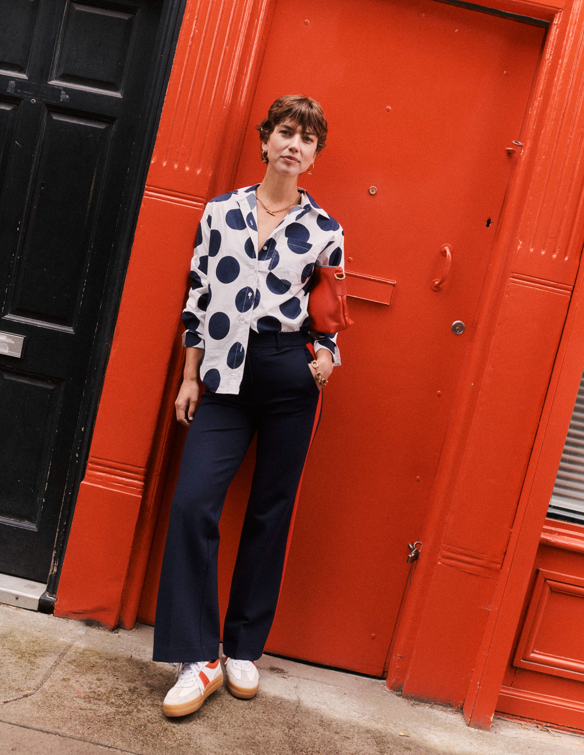 Kew Side Stripe Pants-Navy, Red Stripe - Image 9