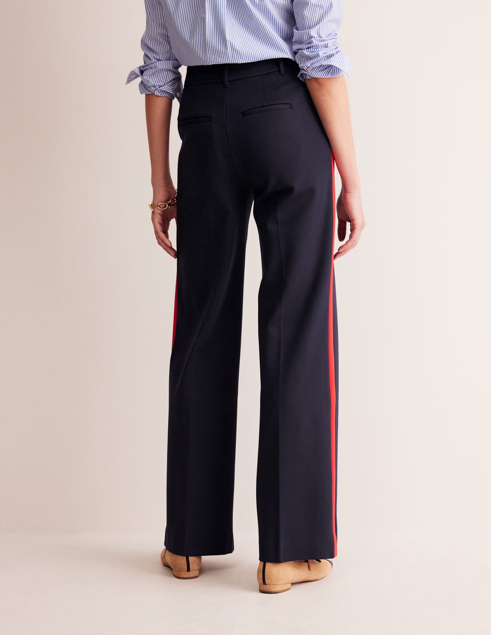 Westbourne Ponte Trousers-Navy, Red Stripe - Image 3