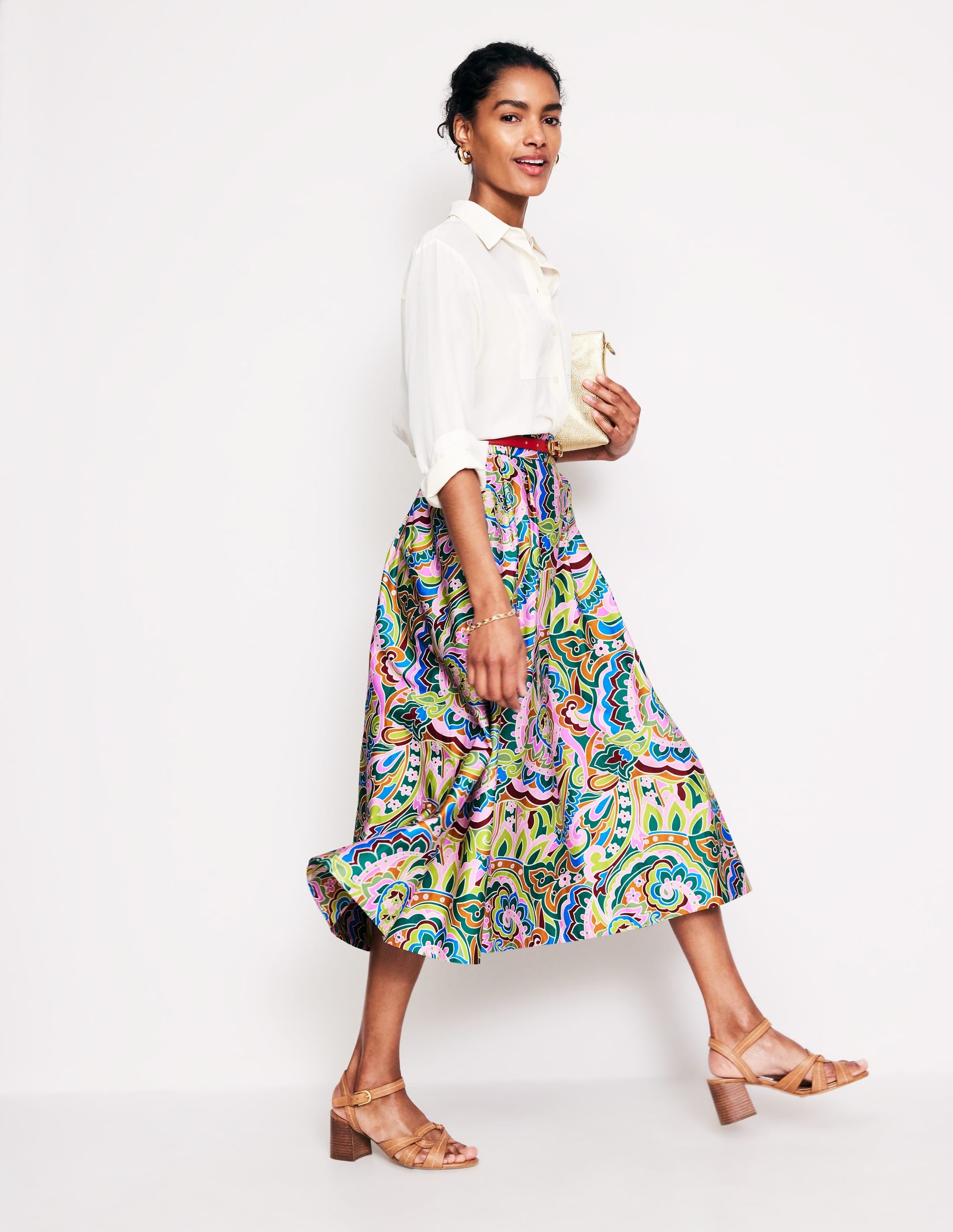Isabella Cotton Sateen Skirt-Multi, Paisley Pome - Image 1