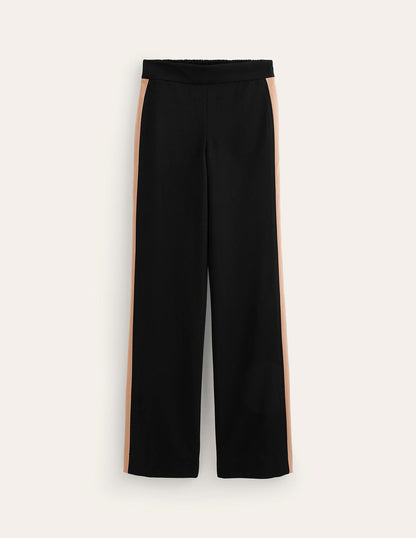 Side Stripe Pull-on Pants-Black with Camel Stripe