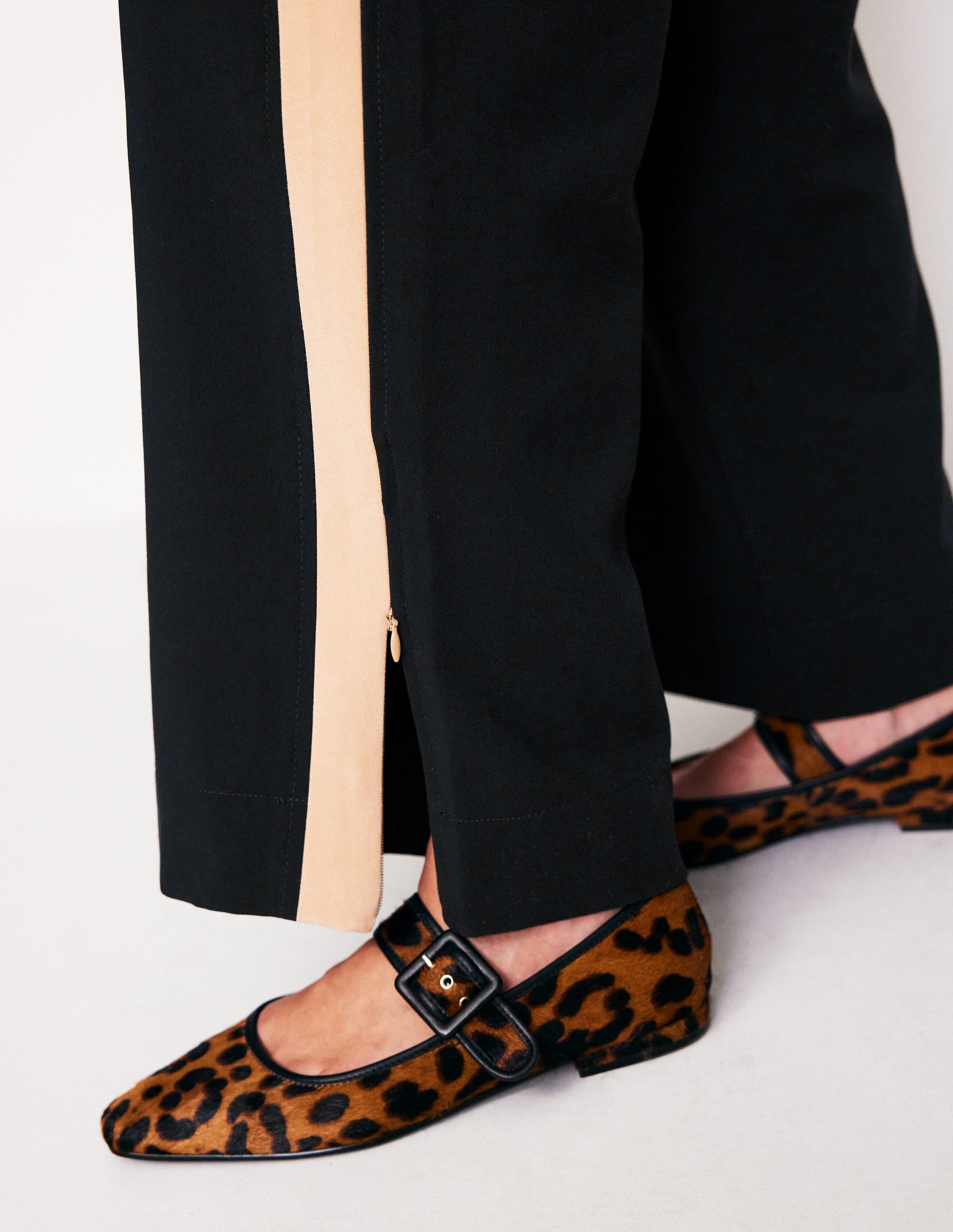 Side Stripe Pull-on Pants-Black with Camel Stripe - Image 2
