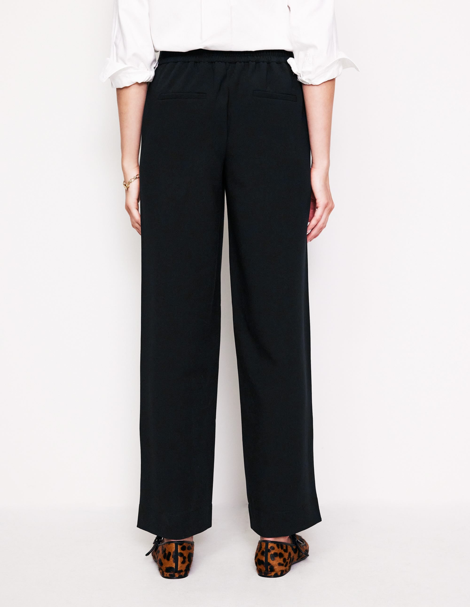Side Stripe Pull-on Pants-Black with Camel Stripe - Image 3