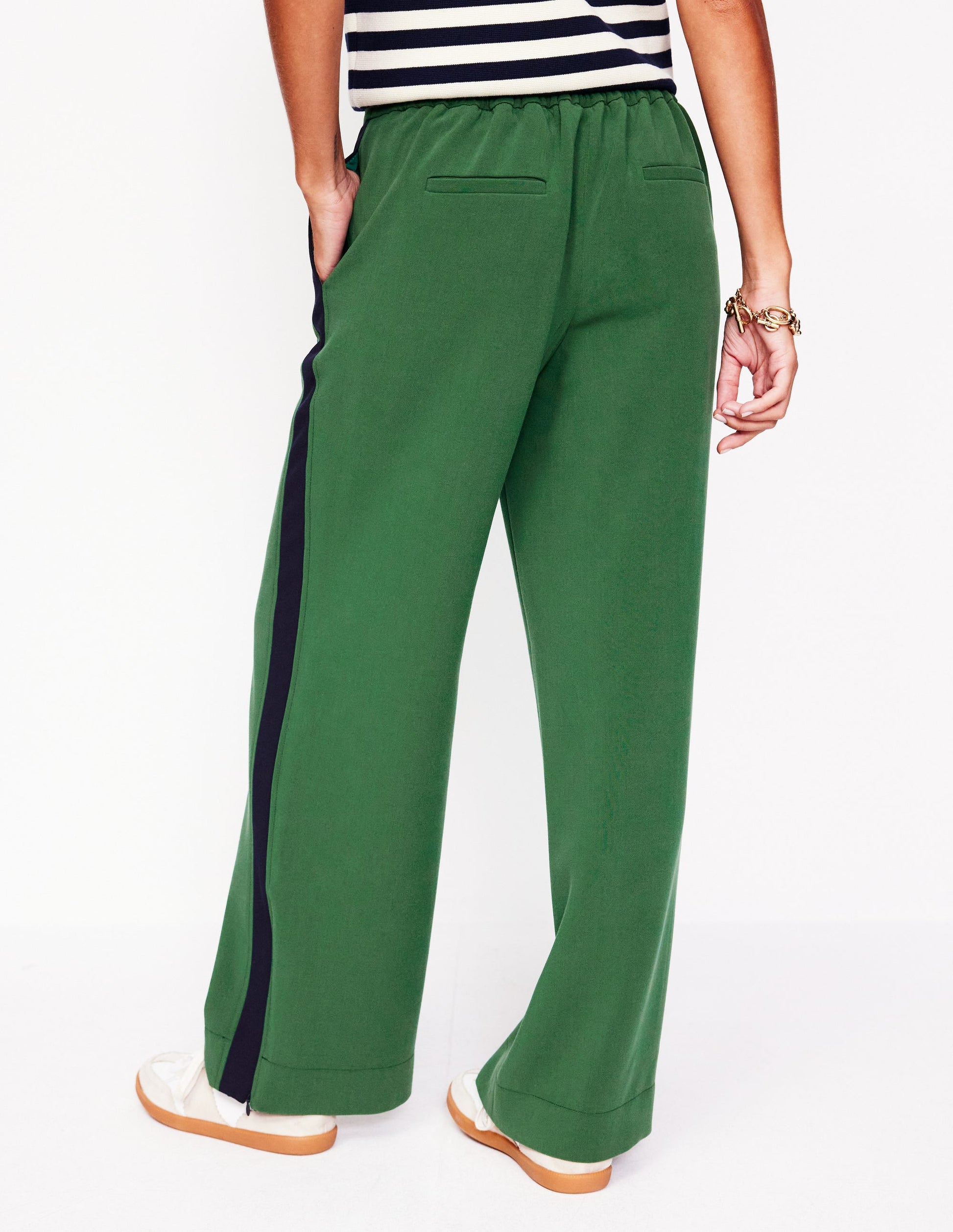 Side Stripe Pull-on Pants-Pine with Navy Stripe-3