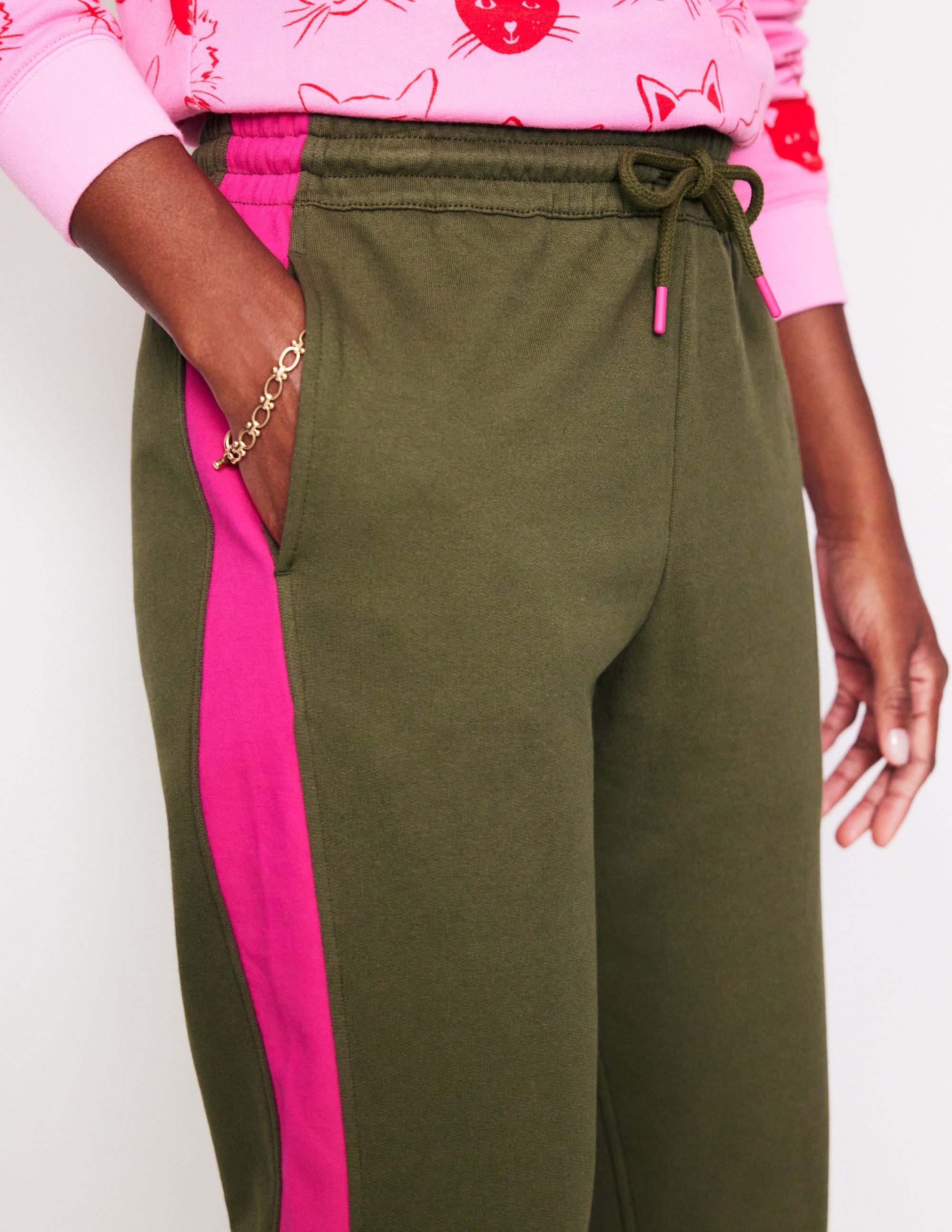 Side Panel Sweatpants-Khaki - Image 2