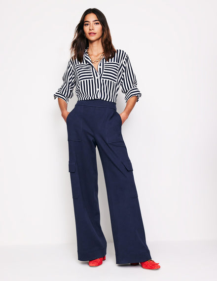 Ponte Twill Pull-on Pants-Navy