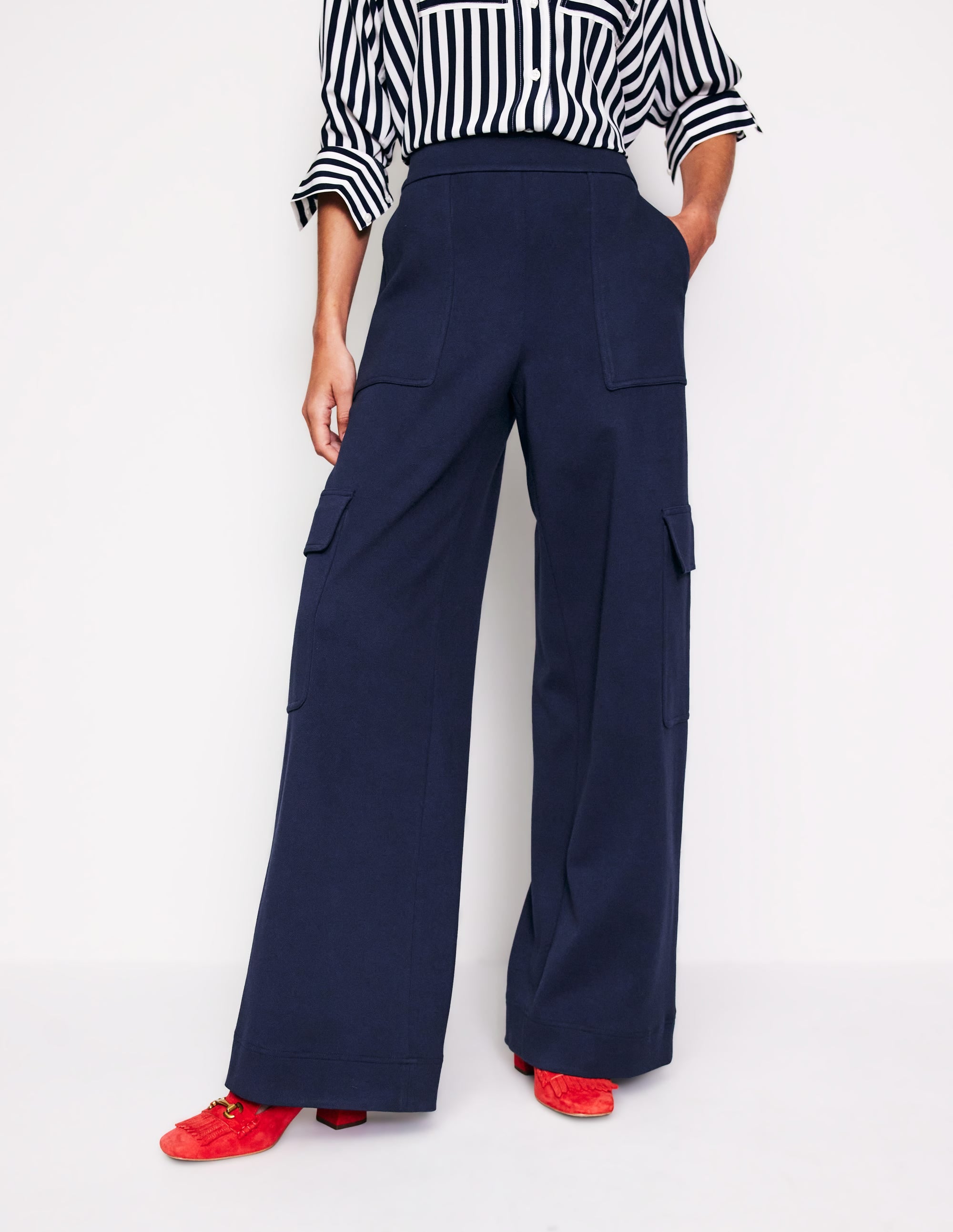 Ponte Twill Pull-on Pants-Navy - Image 4