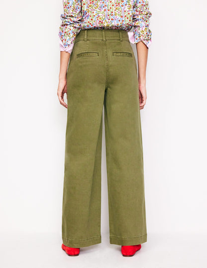 Wide Leg Cargo Pants-Oregano