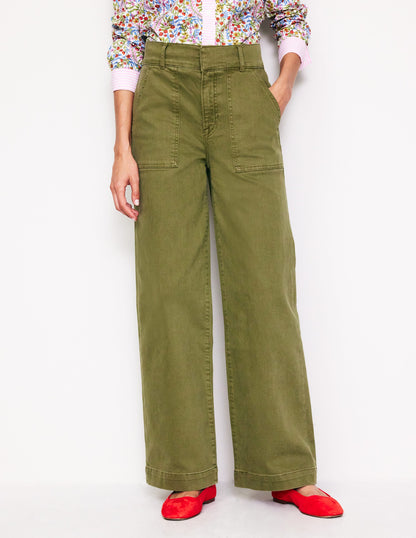 Wide Leg Cargo Pants-Oregano