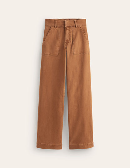 Wide Leg Cargo Pants-Gingerbread