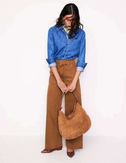 Wide Leg Cargo Pants-Gingerbread