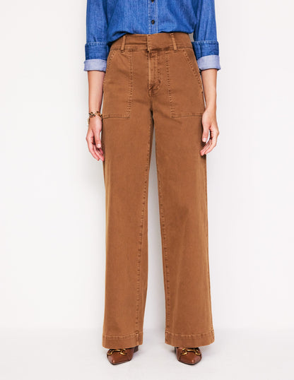 Wide Leg Cargo Pants-Gingerbread