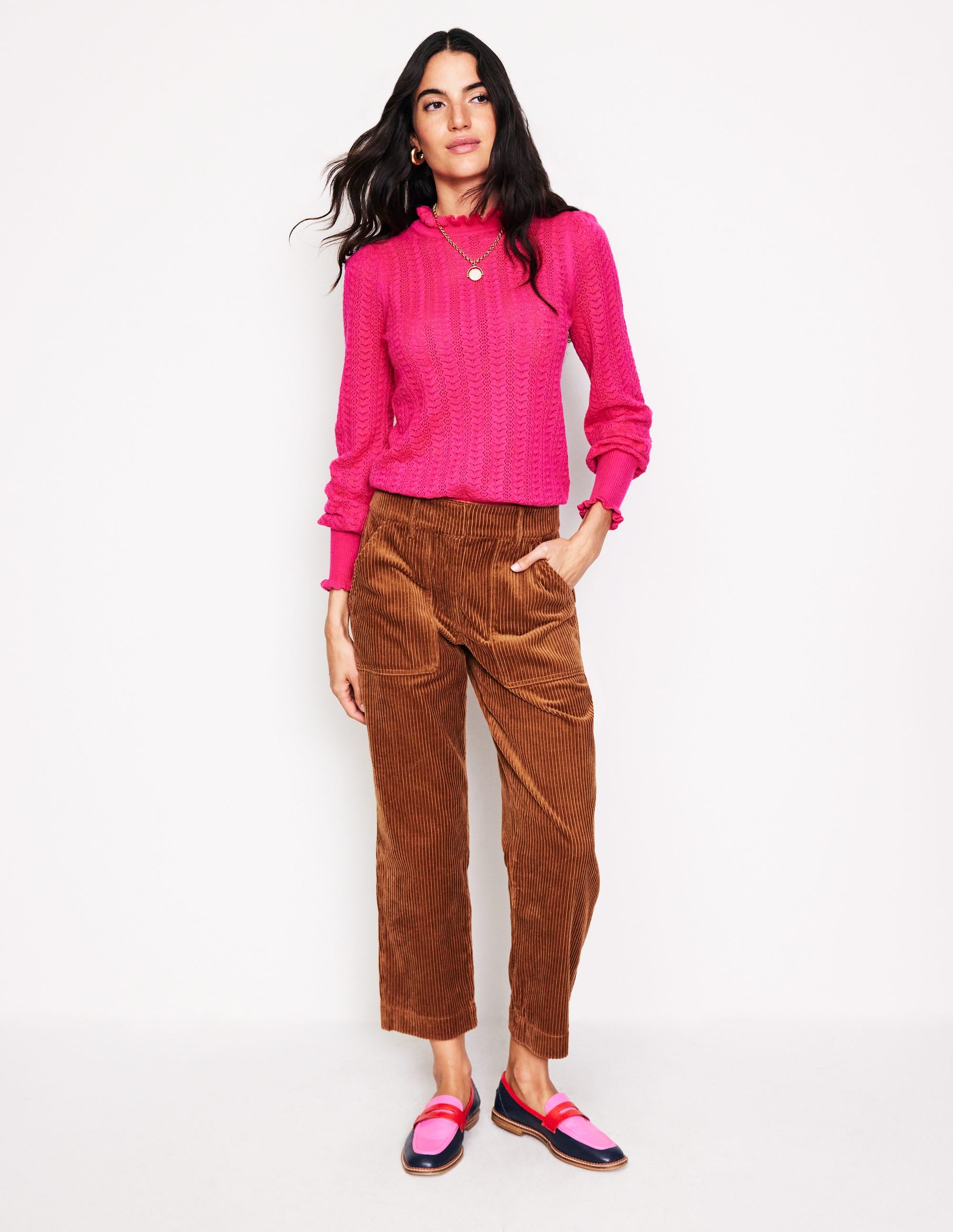 Tapered Cord Cargo Pants-Gingerbread - Image 1