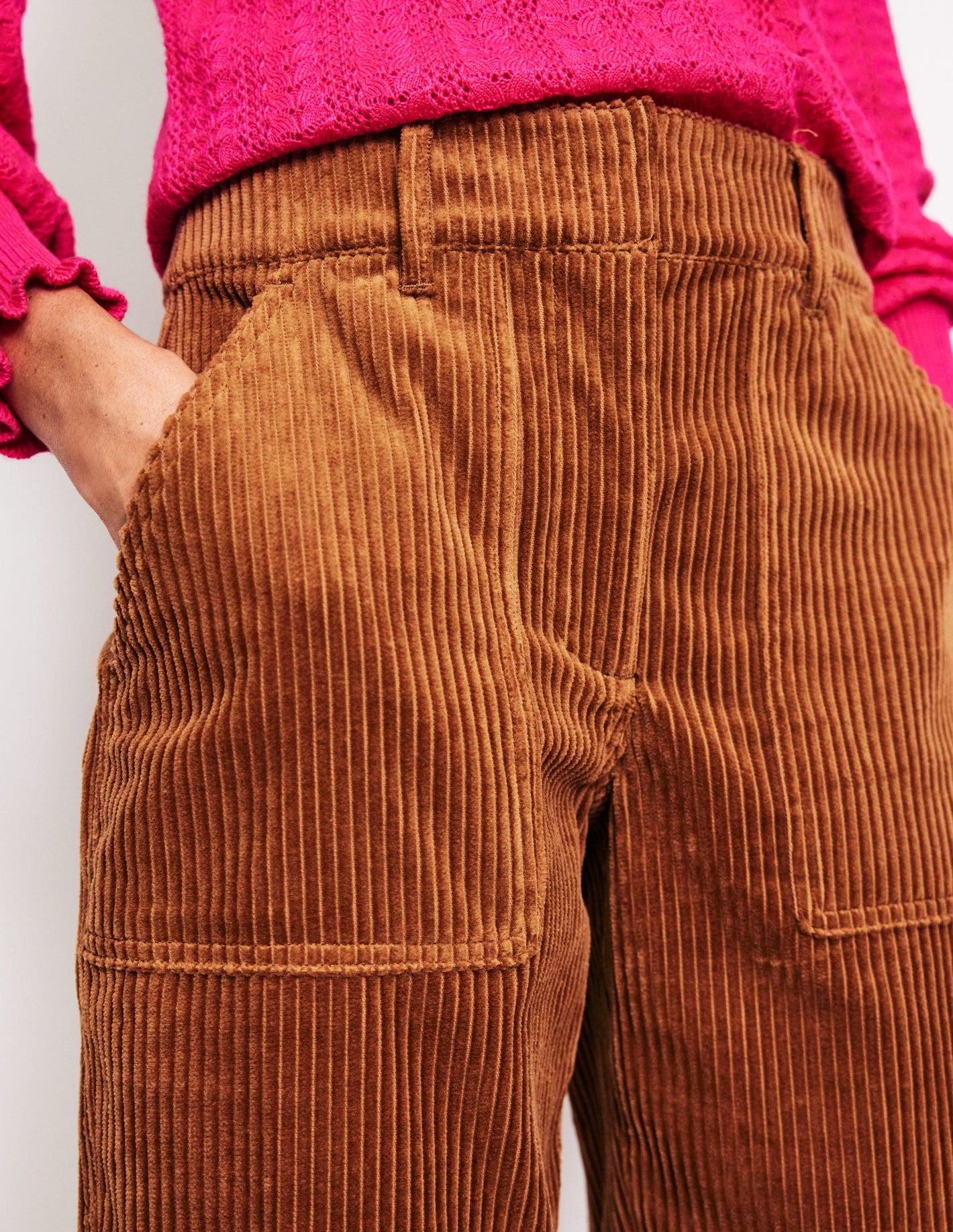 Tapered Cord Cargo Pants-Gingerbread