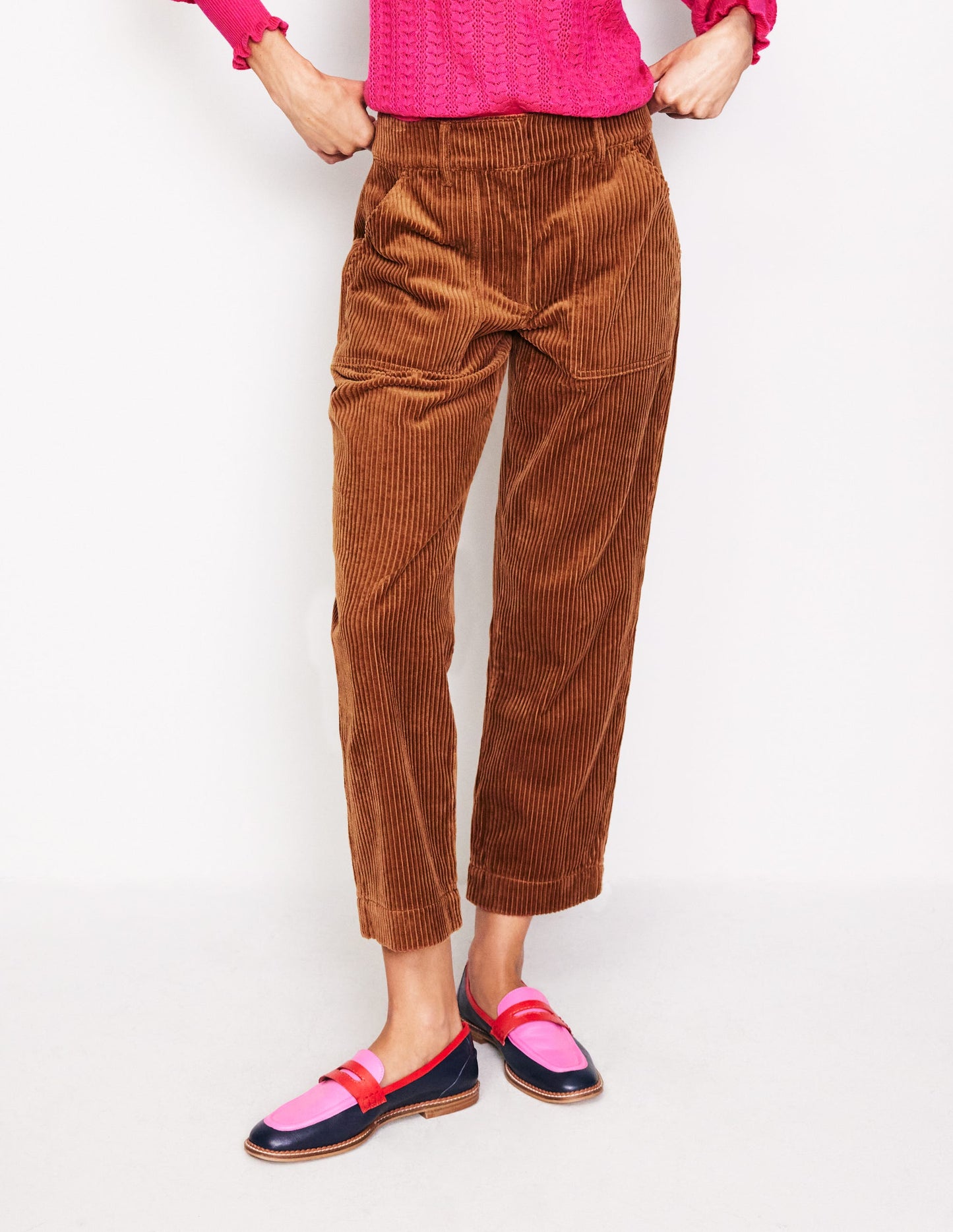 Tapered Cord Cargo Pants-Gingerbread