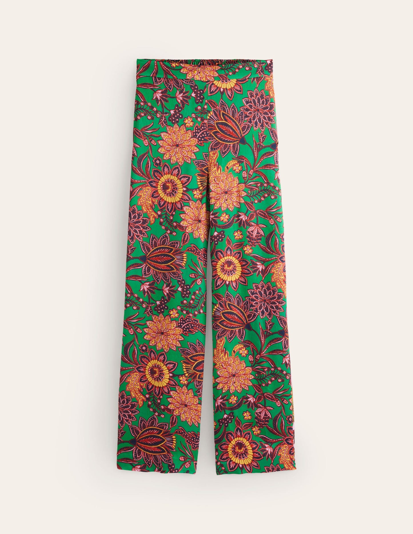 Wide Leg Pull-on Pants-Rich Emerald, Ornate Bud