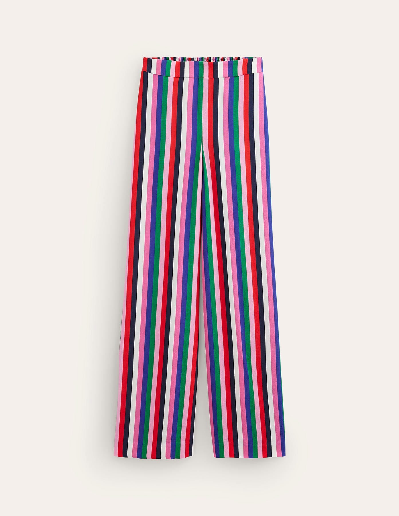 Wide Leg Pull-on Pants-Rainbow Stripe