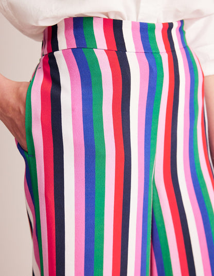 Wide Leg Pull-on Pants-Rainbow Stripe