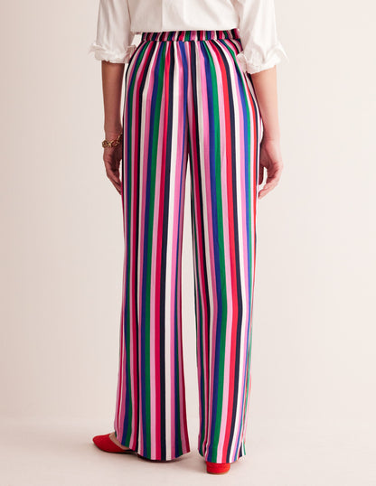 Wide Leg Pull-on Pants-Rainbow Stripe