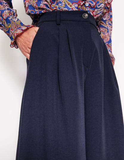 Tailored Cropped Pants-Navy