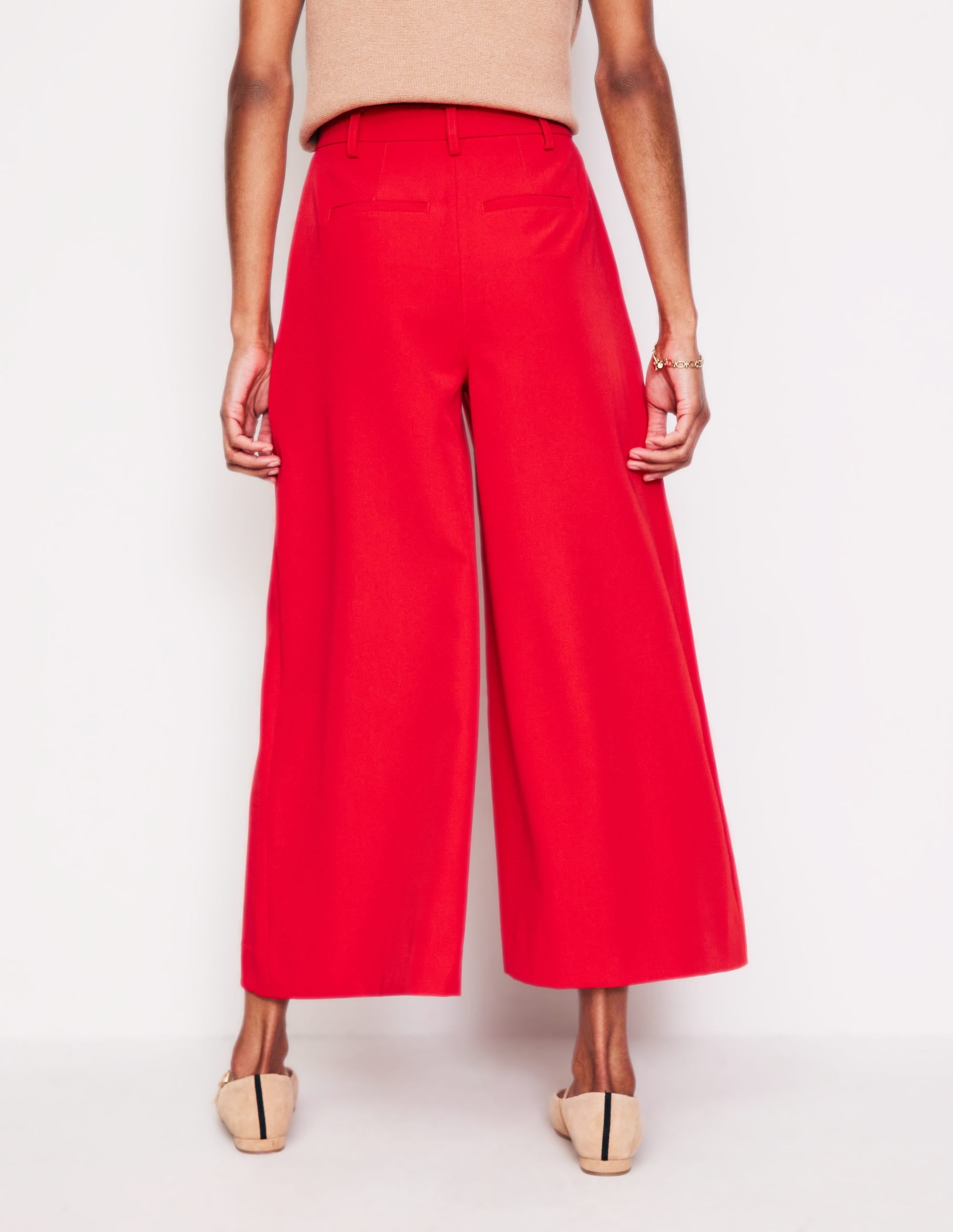 Tailored Cropped Pants-Red - Image 4