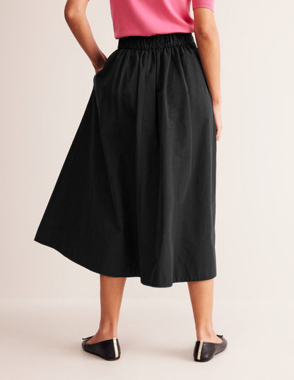 Isabella Taffeta Midi Skirt-Black