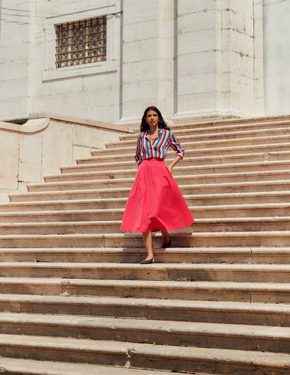 Isabella Taffeta Midi Skirt-Cherry Jam