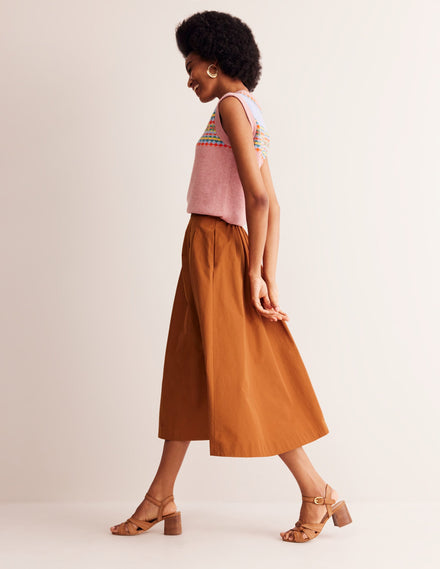 Isabella Taffeta Midi Skirt-Ochre