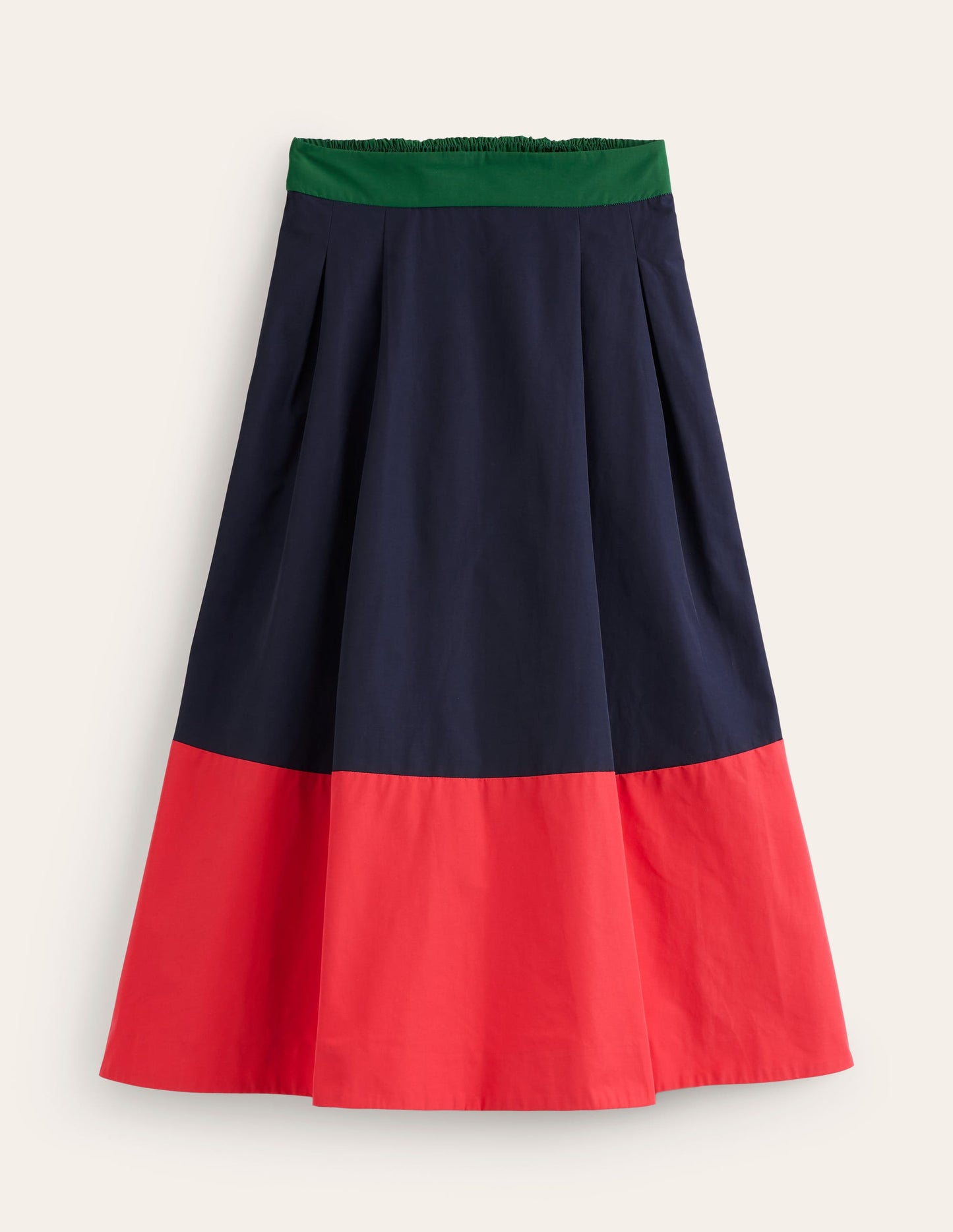 Isabella Taffeta Midi Skirt-Navy/ Cherry Jam