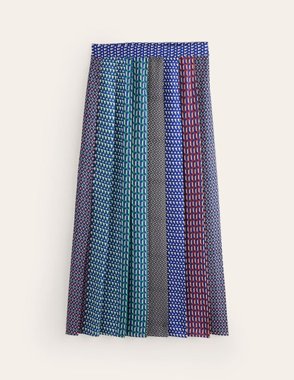 Knife Pleat Midi Skirt-Multi, Geo Mix