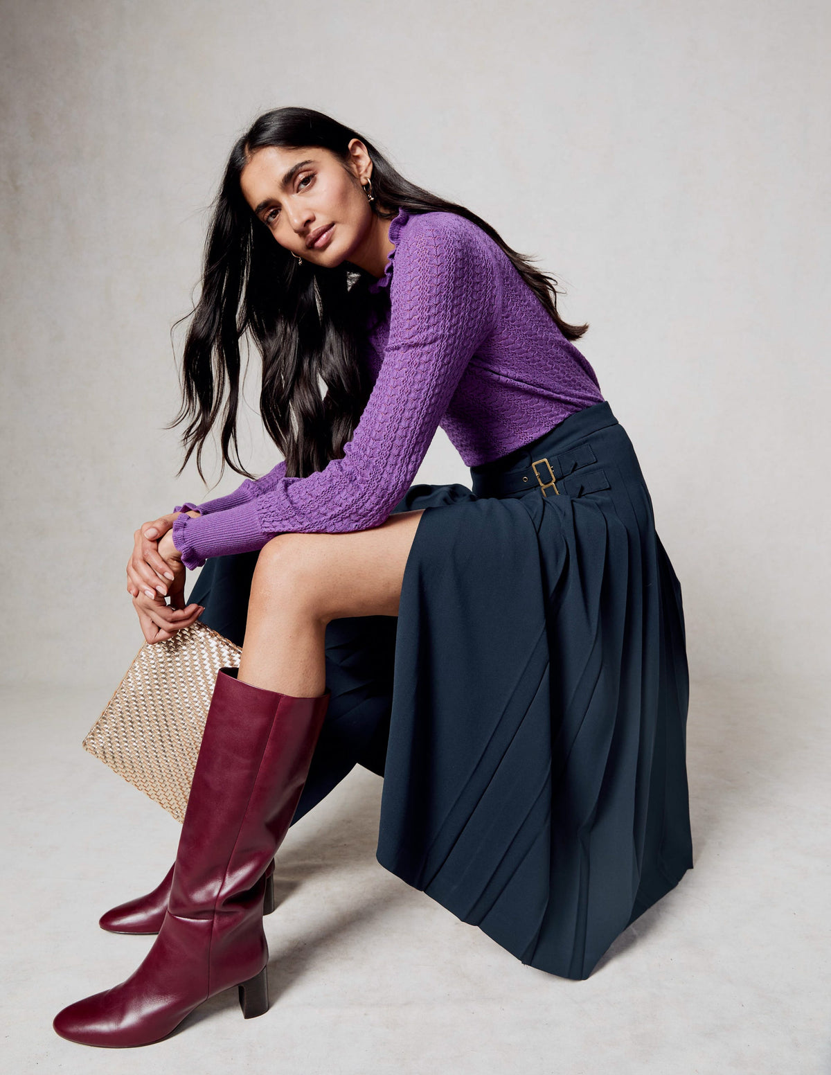 Josephine Midi Kilt-Navy - Image 7